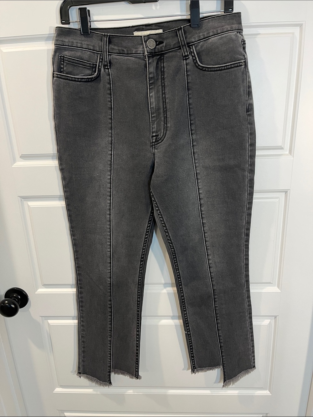 JOIE Jeans High Waist Uneven Hem Stretch Frayed Cropped Skinny Den 30